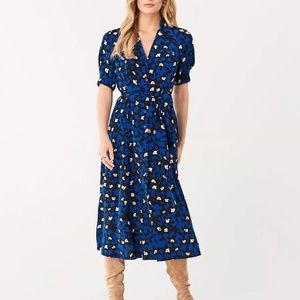 Diane von Furstenberg Lily Silk Crepe de Chine Belted Midi Dress